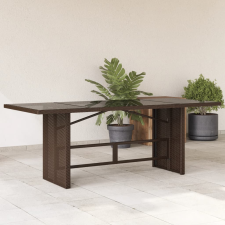 vidaXL barna polyrattan üveglapos kerti asztal 190 x 80 x 74 cm kerti bútor