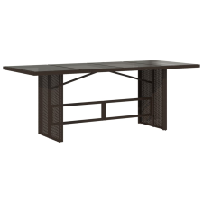 vidaXL barna polyrattan üveglapos kerti asztal 190 x 80 x 74 cm (365305) kerti bútor
