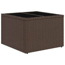 vidaXL barna polyrattan üveglapos kerti asztal 55 x 55 x 37 cm (366207) kerti bútor