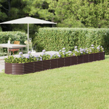 vidaXL barna porszórt acél kerti magaságyás 512x80x36 cm kerti tárolás