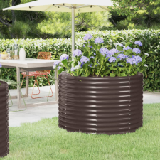 vidaXL barna porszórt acél kerti ültetőláda 100 x 100 x 68 cm bútor