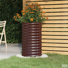 vidaXL Barna porszórt acél kerti ültetőláda 40 x 40 x 68 cm kerti tárolás