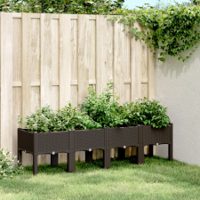 vidaXL barna PP rácsos kerti ültetőláda 160 x 40 x 42 cm kerti tárolás