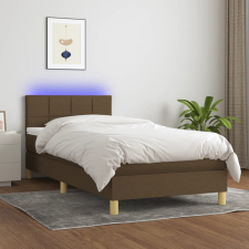 vidaXL barna szövet rugós és LED-es ágy matraccal 100x200 cm ágy és ágykellék