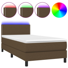 vidaXL barna szövet rugós és LED-es ágy matraccal 100x200 cm (3133056) ágy és ágykellék