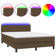 vidaXL barna szövet rugós és LED-es ágy matraccal 140x190 cm (3132992) ágy és ágykellék