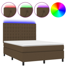 vidaXL barna szövet rugós és LED-es ágy matraccal 140x190 cm (3135192) ágy és ágykellék