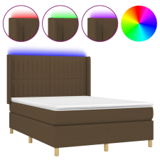 vidaXL barna szövet rugós és LED-es ágy matraccal 140x190 cm (3139032) ágy és ágykellék