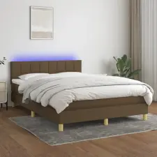 vidaXL barna szövet rugós és LED-es ágy matraccal 140x200 cm ágy és ágykellék