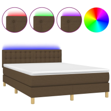 vidaXL barna szövet rugós és LED-es ágy matraccal 140x200 cm (3134040) ágy és ágykellék