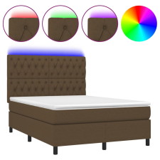 vidaXL barna szövet rugós és LED-es ágy matraccal 140x200 cm (3135120) ágy és ágykellék