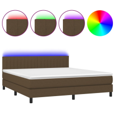 vidaXL barna szövet rugós és LED-es ágy matraccal 160x200 cm (3133328) ágy és ágykellék