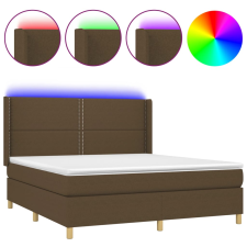 vidaXL barna szövet rugós és LED-es ágy matraccal 160x200 cm (3138808) ágy és ágykellék