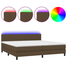 vidaXL barna szövet rugós és LED-es ágy matraccal 200x200 cm (3133344) ágy és ágykellék
