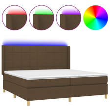 vidaXL barna szövet rugós és LED-es ágy matraccal 200x200 cm (3138904) ágy és ágykellék