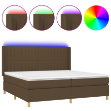vidaXL barna szövet rugós és LED-es ágy matraccal 200x200 cm (3139064) ágy és ágykellék
