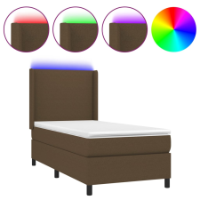 vidaXL barna szövet rugós és LED-es ágy matraccal 90x190 cm (3138120) ágy és ágykellék