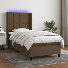 vidaXL barna szövet rugós és LED-es ágy matraccal 90x200 cm ágy és ágykellék