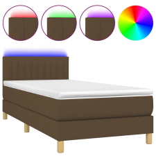 vidaXL barna szövet rugós és LED-es ágy matraccal 90x200 cm (3133848) ágy és ágykellék