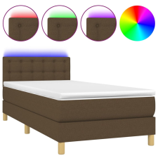 vidaXL barna szövet rugós és LED-es ágy matraccal 90x200 cm (3134008) ágy és ágykellék