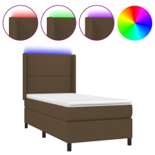 vidaXL barna szövet rugós és LED-es ágy matraccal 90x200 cm (3138208) ágy és ágykellék