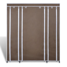 vidaXL barna szövet ruhásszekrény tárolórekeszekkel 45x150x176 cm (240496) bútor