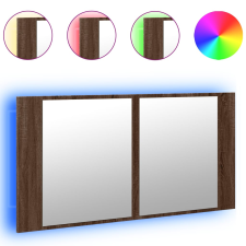 vidaXL barna tölgy akril LED-es tükrös fürdőszobaszekrény 90x12x45 cm (834969) fürdőszoba bútor