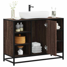 vidaXL barna tölgy szerelt fa fürdőszobai mosdószekrény 80x33x60 cm fürdőszoba bútor