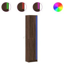vidaXL barna tölgy szerelt fa magasszekrény LED-ekkel 41,5x32,5x200 cm (3307904) bútor