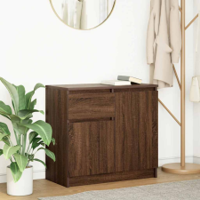 vidaXL barna tölgy szerelt fa tálalószekrény fiókos 71x35x65 cm bútor