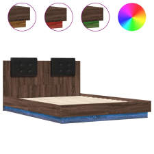 vidaXL barna tölgy színű ágykeret fejtámlával és LED-ekkel 120 x 190cm (3210058) ágy és ágykellék