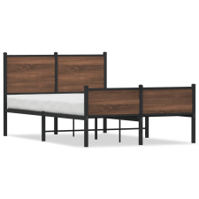 vidaXL barna tölgy színű fém ágykeret fej- és lábtámlával 120 x 190 cm ágy és ágykellék