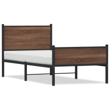 vidaXL barna tölgy színű fém ágykeret fej- és lábtámlával 75 x 190 cm ágy és ágykellék
