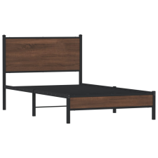 vidaXL barna tölgy színű fém ágykeret fejtámlával 100 x 190 cm (4007916) ágy és ágykellék