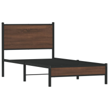 vidaXL barna tölgy színű fém ágykeret fejtámlával 75 x 190 cm (4007912) ágy és ágykellék
