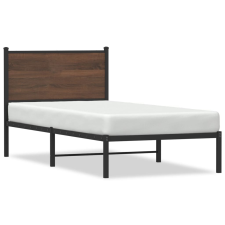 vidaXL barna tölgy színű fém ágykeret fejtámlával 90 x 190 cm ágy és ágykellék