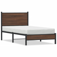 vidaXL barna tölgy színű fém ágykeret fejtámlával 90 x 190 cm ágy és ágykellék