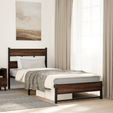 vidaXL barna tölgy színű fém ágykeret matrac nélkül 100 x 200 cm ágy és ágykellék