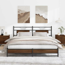 vidaXL barna tölgy színű fém ágykeret matrac nélkül 180 x 200 cm ágy és ágykellék