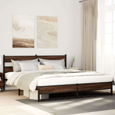 vidaXL barna tölgy színű fém ágykeret matrac nélkül 183 x 213 cm ágy és ágykellék