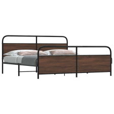 vidaXL barna tölgy színű fém ágykeret matrac nélkül 183 x 213 cm ágy és ágykellék