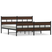 vidaXL barna tölgy színű fém ágykeret matrac nélkül 200 x 200 cm (3308481) ágy és ágykellék