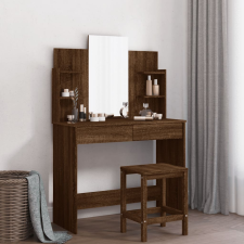 vidaXL Barna tölgy színű fésülködőasztal tükörrel 96x39x142 cm bútor