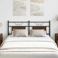 vidaXL barna tölgy színű szerelt fa és acél fejtámla 140 cm ágy és ágykellék