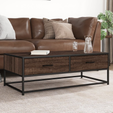vidaXL barna tölgy színű szerelt fa és fém dohányzóasztal 100x50x35 cm bútor