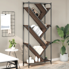 vidaXL barna tölgy színű szerelt fa és fém könyvszekrény 79x30x180 cm bútor