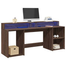 vidaXL barna tölgy színű szerelt fa íróasztal LED-ekkel 200x55x91 cm bútor