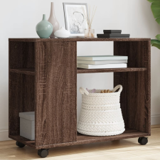 vidaXL barna tölgy színű szerelt fa kisasztal kerekekkel 70x35x60 cm bútor