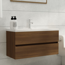 vidaXL barna tölgy színű szerelt fa mosdószekrény 90 x 38,5 x 45 cm fürdőszoba bútor