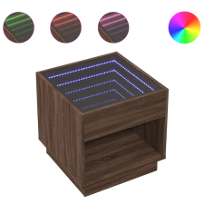 vidaXL barna tölgy végtelen hatású LED-es dohányzóasztal 50x50x50 cm (847657) bútor